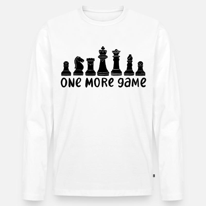Schachritter Motiv – One More Game - Männer Premium Bio Langarmshirt - Weiß