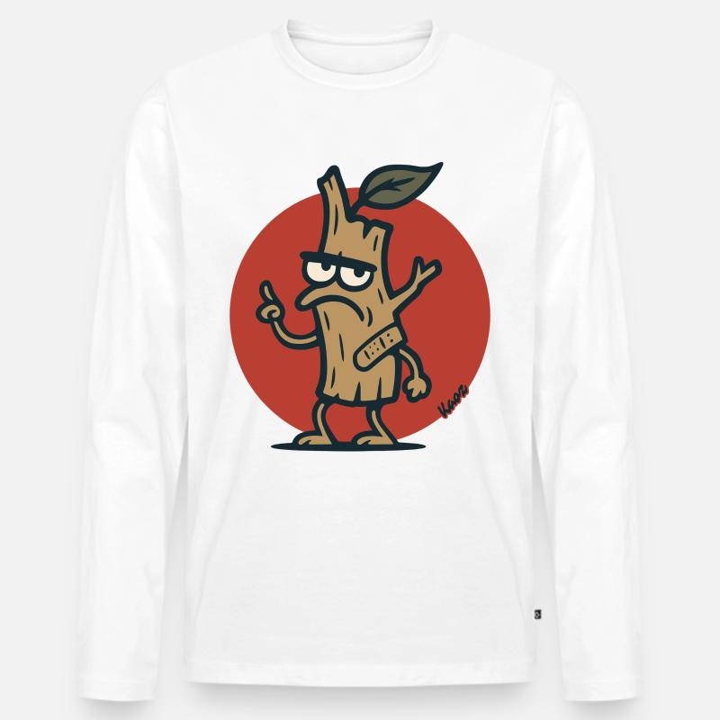 Grimmiger Baum Ast Baumstumpf mit Gesicht - Männer Premium Bio Langarmshirt - Weiß