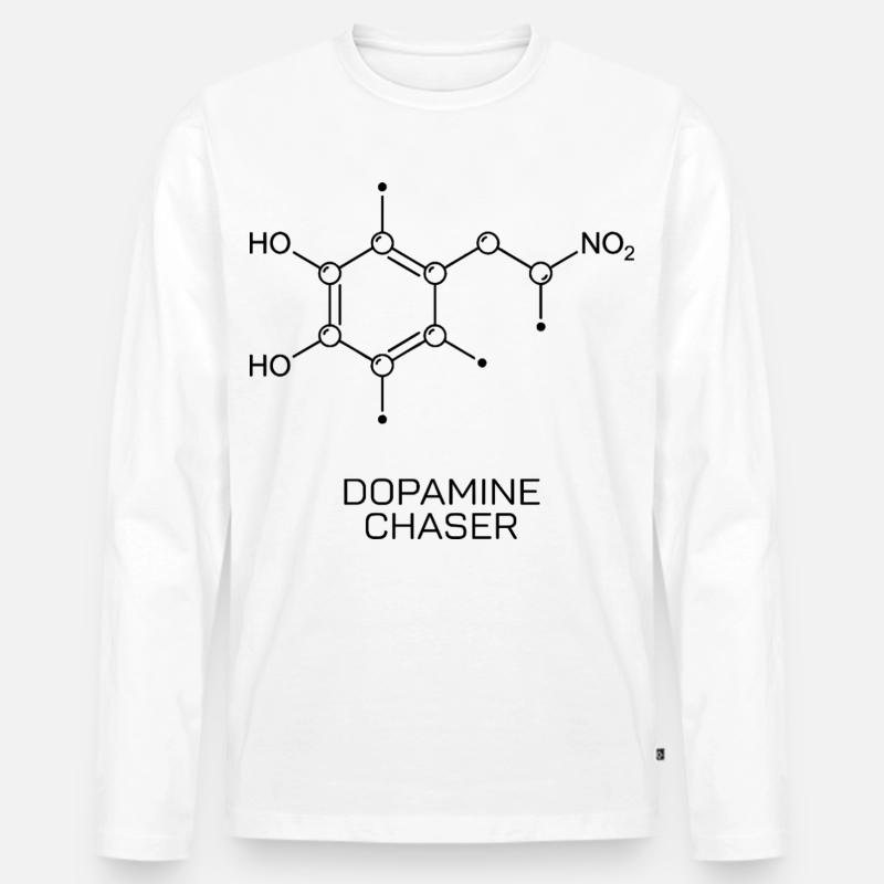 Dopamine Chaser Molekül - Männer Premium Bio Langarmshirt - Weiß