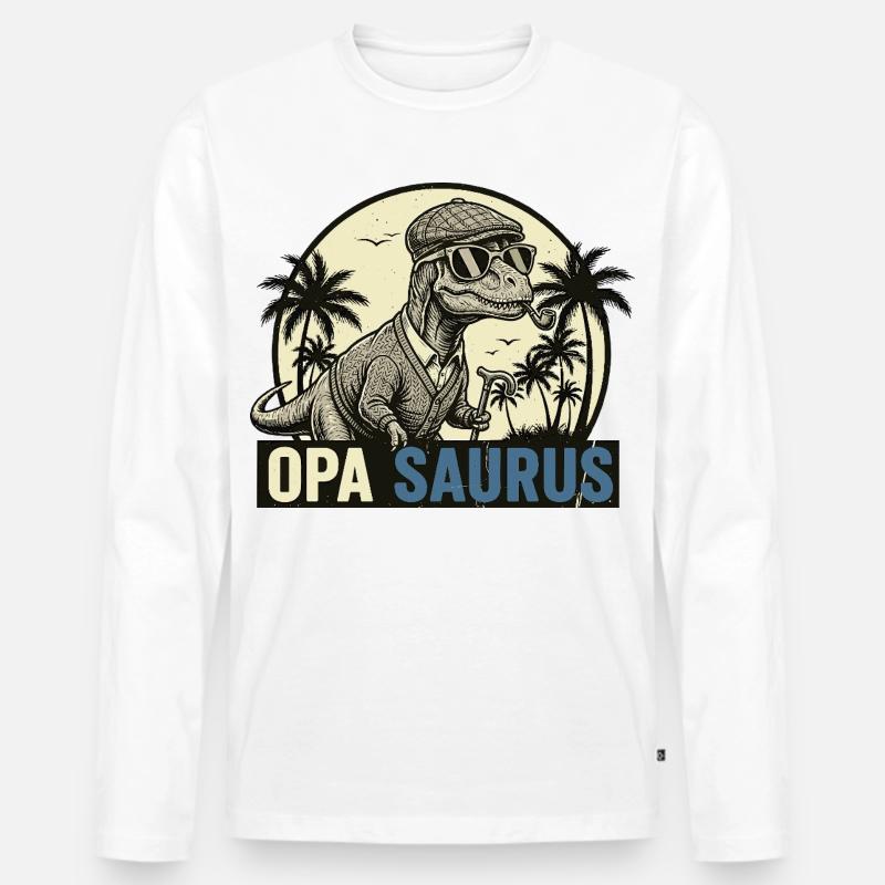 Opasaurus Rex – Lustiges Opa Dinosaurier Geschenk - Männer Premium Bio Langarmshirt - Weiß
