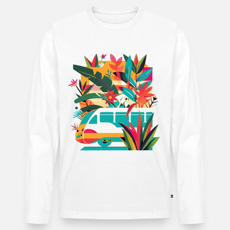 Eisenbahn Comic - Männer Premium Bio Langarmshirt - Weiß