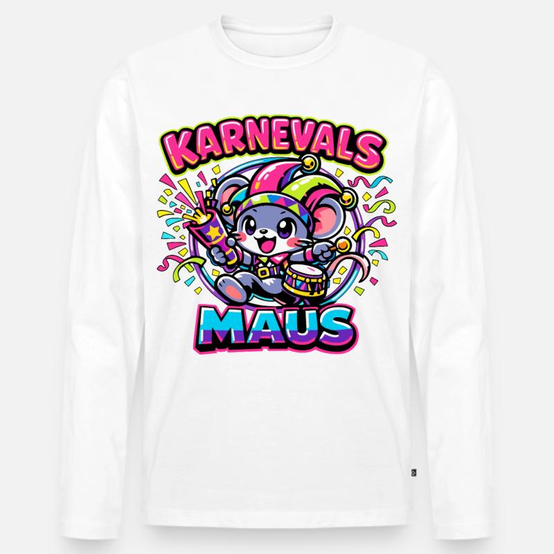 Karnevalsmaus Karneval Kostüm - Männer Premium Bio Langarmshirt - Weiß