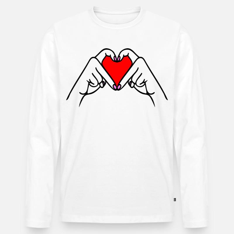 Generation Herz Liebe Hände - Männer Premium Bio Langarmshirt - Weiß