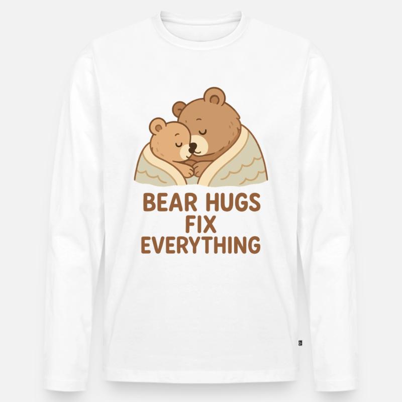 Zwei Bären Umarmung – Bear Hugs Fix Everything - Männer Premium Bio Langarmshirt - Weiß