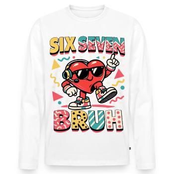 67 Six Seven Meme Cool Valentinstag - Männer Premium Bio Langarmshirt - Weiß - Vorne - Nico (187cm)