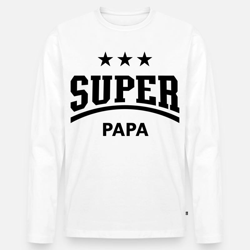Super Papa (Papi / Vater / Vati / Vatertag / B) - Männer Premium Bio Langarmshirt - Weiß