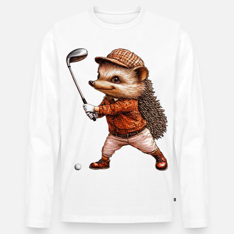 Igel Golf - Männer Premium Bio Langarmshirt - Weiß