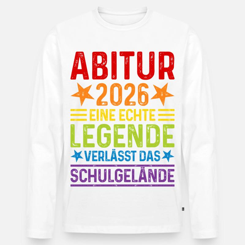 Abitur 2026 Eine Legende verlässt das Schulgelände - Männer Premium Bio Langarmshirt - Weiß