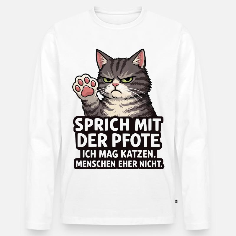 Sprich mit der Pfote – Grumpy Katze - Men's Premium Organic Long Sleeve Shirt - white