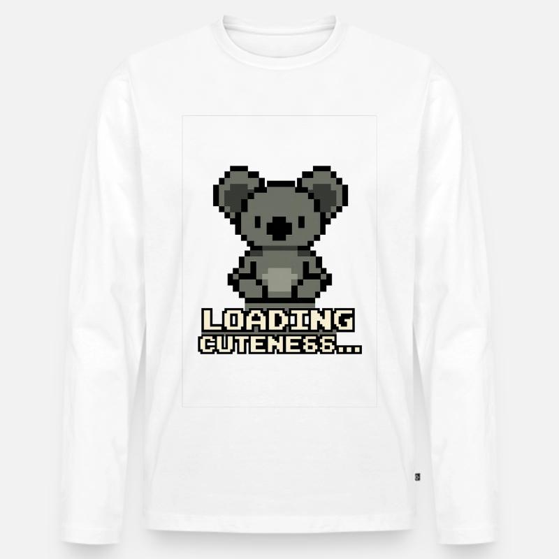 Pixelkoala Loading Cuteness - Männer Premium Bio Langarmshirt - Weiß