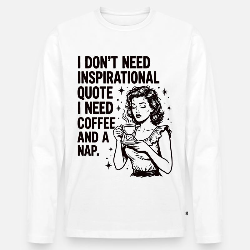 Echte Kaffeeliebe Nickerchen Statement - Männer Premium Bio Langarmshirt - Weiß