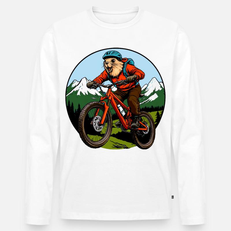 Murmeltiere Biker / Freeride Biking - Männer Premium Bio Langarmshirt - Weiß
