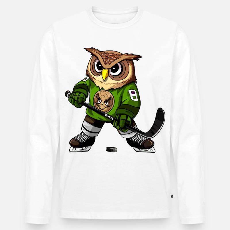 Eule Eishockey - Männer Premium Bio Langarmshirt - Weiß