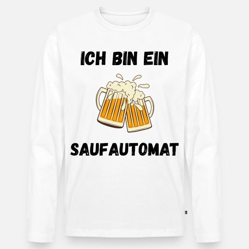 Ich bin ein Saufautomat - Männer Premium Bio Langarmshirt - Weiß
