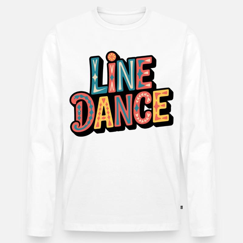 Line Dance Schriftzug: Farbexplosion - Männer Premium Bio Langarmshirt - Weiß
