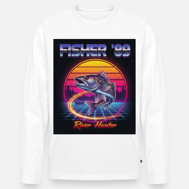 River Hunter - Männer Premium Bio Langarmshirt - Weiß