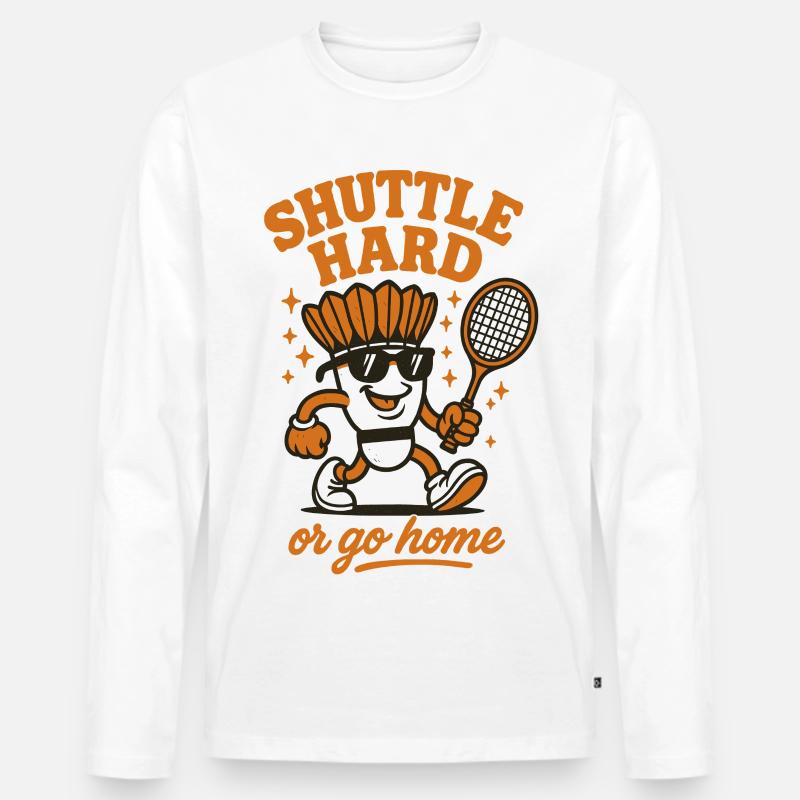 Shuttle Hard | Badminton Motivation Spruch - Männer Premium Bio Langarmshirt - Weiß