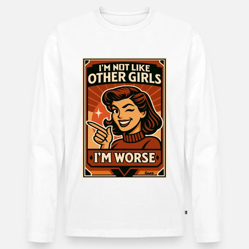 Anders Als Andere Mädchen – Schlimmer - Männer Premium Bio Langarmshirt - Weiß