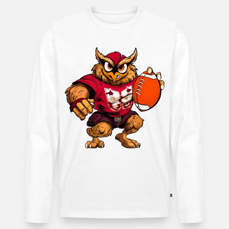 Eule Rugby - Männer Premium Bio Langarmshirt - Weiß