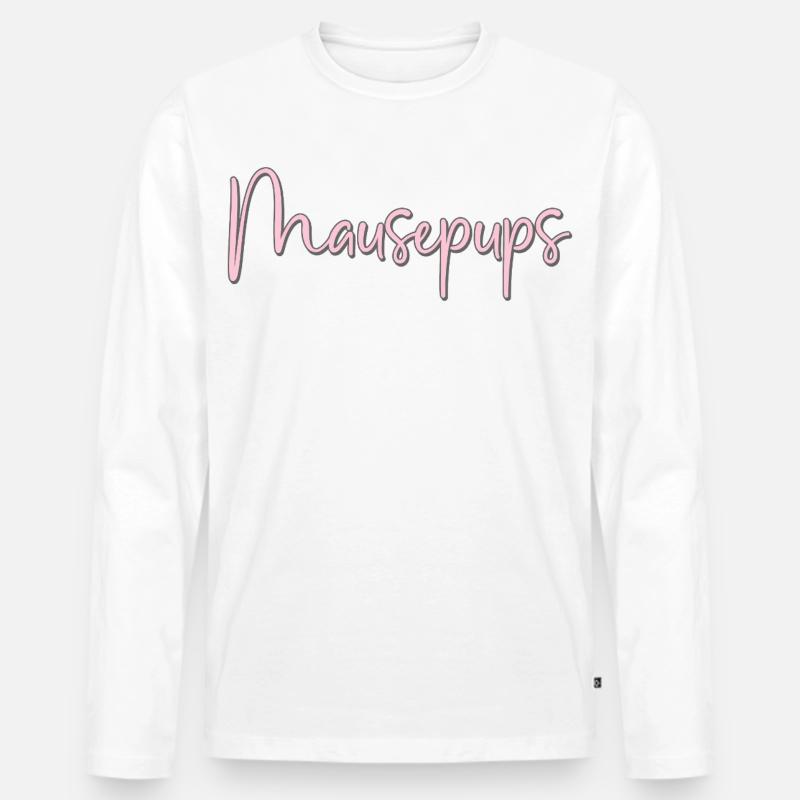 Mausepups - Männer Premium Bio Langarmshirt - Weiß