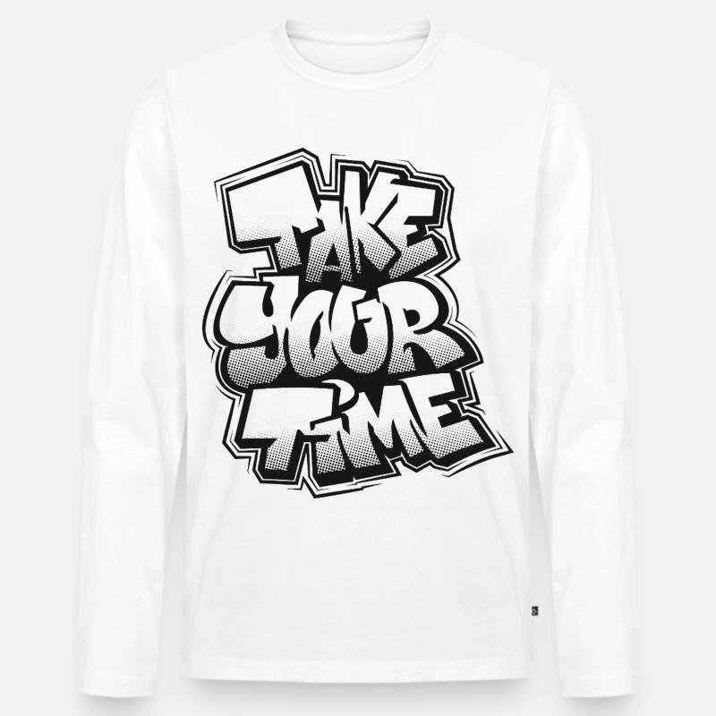 Lass dir Zeit, Graffiti. - Männer Premium Bio Langarmshirt - Weiß