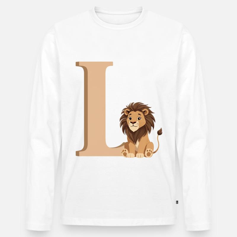 L-Löwe Buchstabe L mit Löwe - Männer Premium Bio Langarmshirt - Weiß