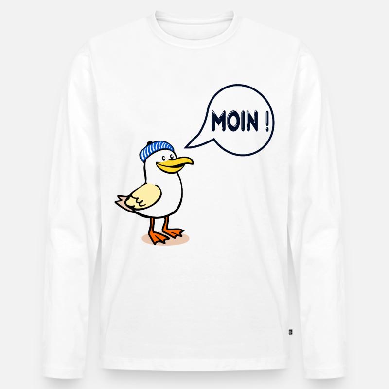 Hamburger Möwe Hamburg Moin - Männer Premium Bio Langarmshirt - Weiß