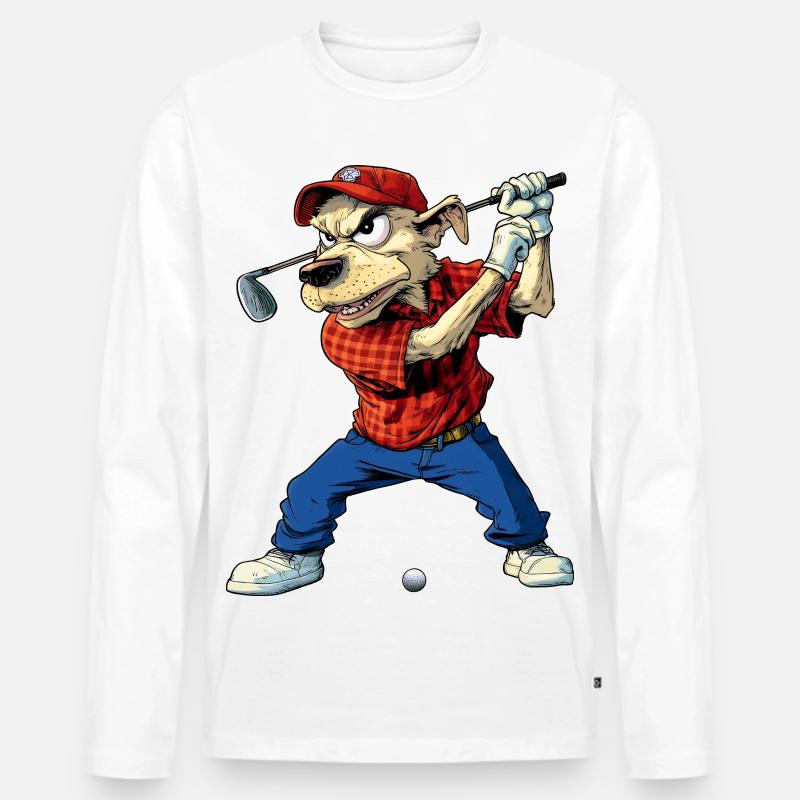 Hunde Golf - Männer Premium Bio Langarmshirt - Weiß