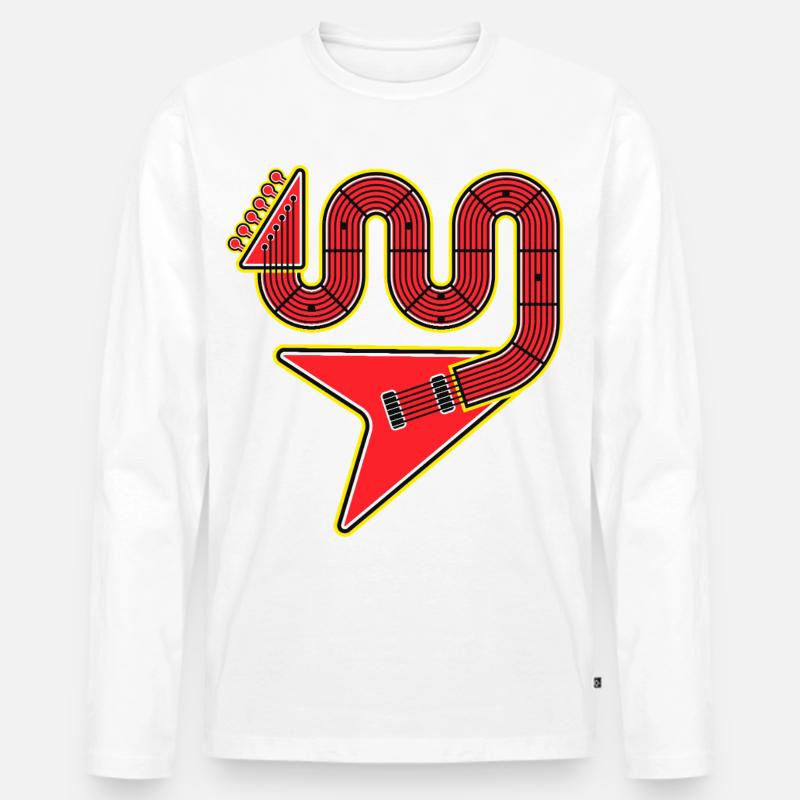 Rote Abstract Shape E-Gitarre - Männer Premium Bio Langarmshirt - Weiß