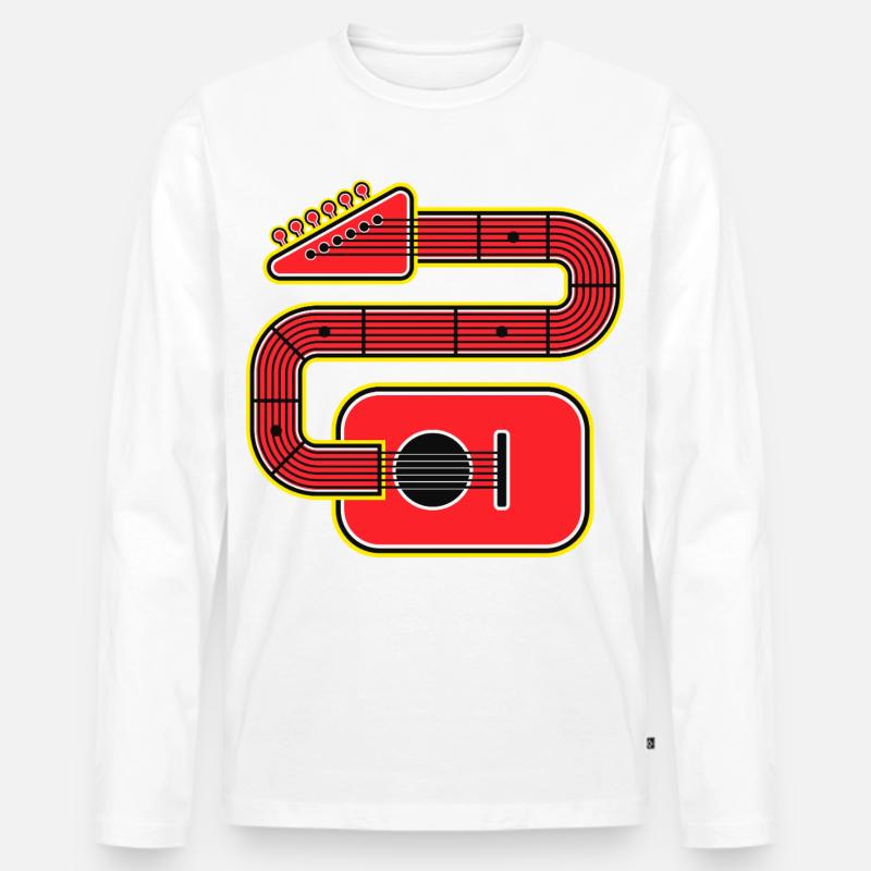 Chitarra Red Abstract Shape - Maglia a manica lunga ecologica premium da uomo - bianco