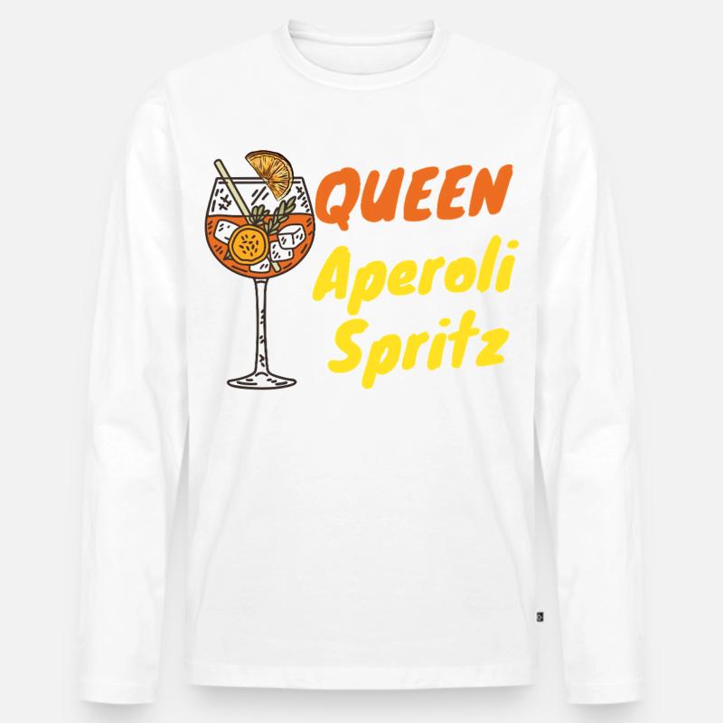 Aperoli Queen – Sommer, Spritz & Spaß - Männer Premium Bio Langarmshirt - Weiß
