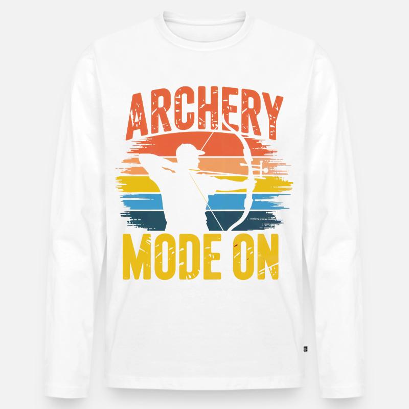 Archery Mode On Retro Sunset - Männer Premium Bio Langarmshirt - Weiß