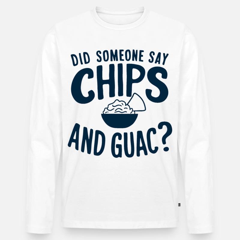 Lustiges chips aund Guacamole Design - Männer Premium Bio Langarmshirt - Weiß