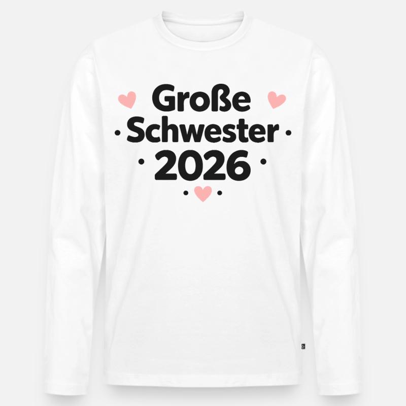Große Schwester 2026 - Männer Premium Bio Langarmshirt - Weiß
