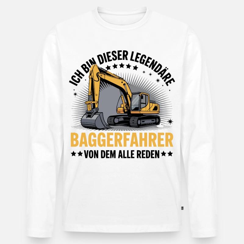 Baggerfahrer Bagger - Männer Premium Bio Langarmshirt - Weiß