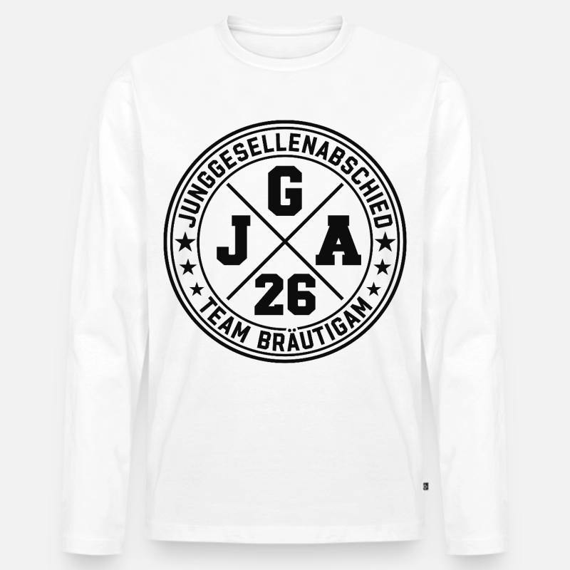 Addio al celibato 2026 Sposo della squadra - Maglia a manica lunga ecologica premium da uomo - bianco