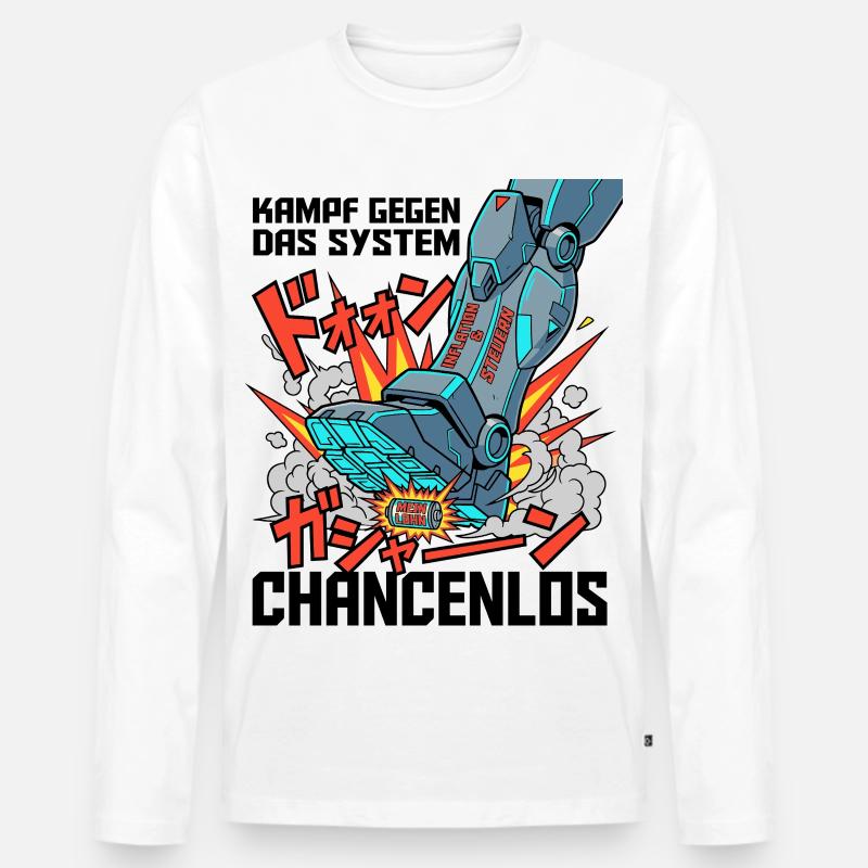 Kampf_Gegen_Das_System - Männer Premium Bio Langarmshirt - Weiß