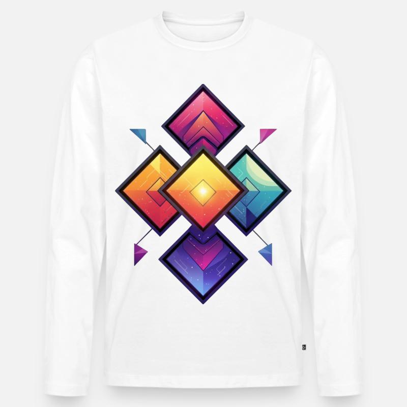 Regenbogen Diamant Kaleido - Männer Premium Bio Langarmshirt - Weiß
