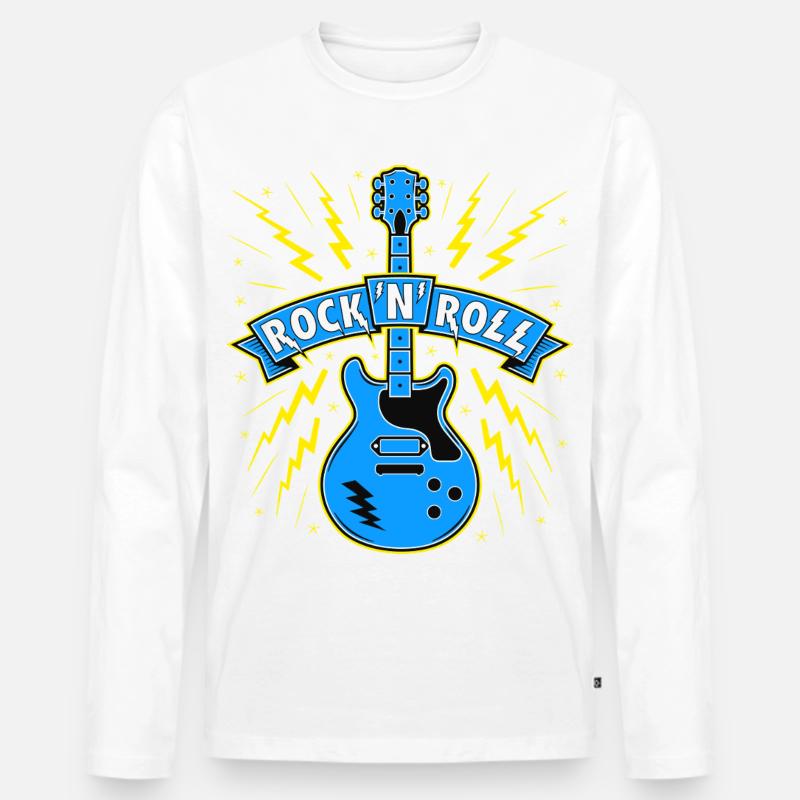 Rock 'n' Roll Gitarre - Männer Premium Bio Langarmshirt - Weiß