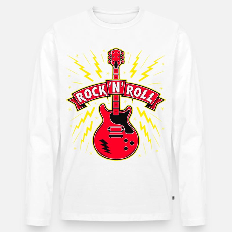 Chitarra Rock 'n' Roll - Maglia a manica lunga ecologica premium da uomo - bianco