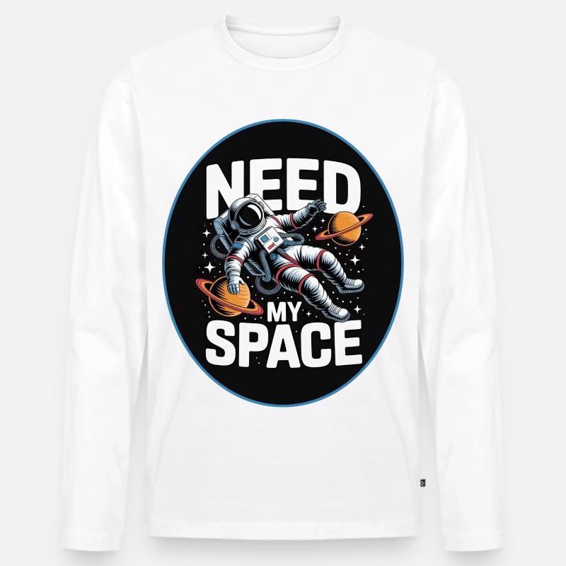 Need My Space: Astronauten-Design - Männer Premium Bio Langarmshirt - Weiß