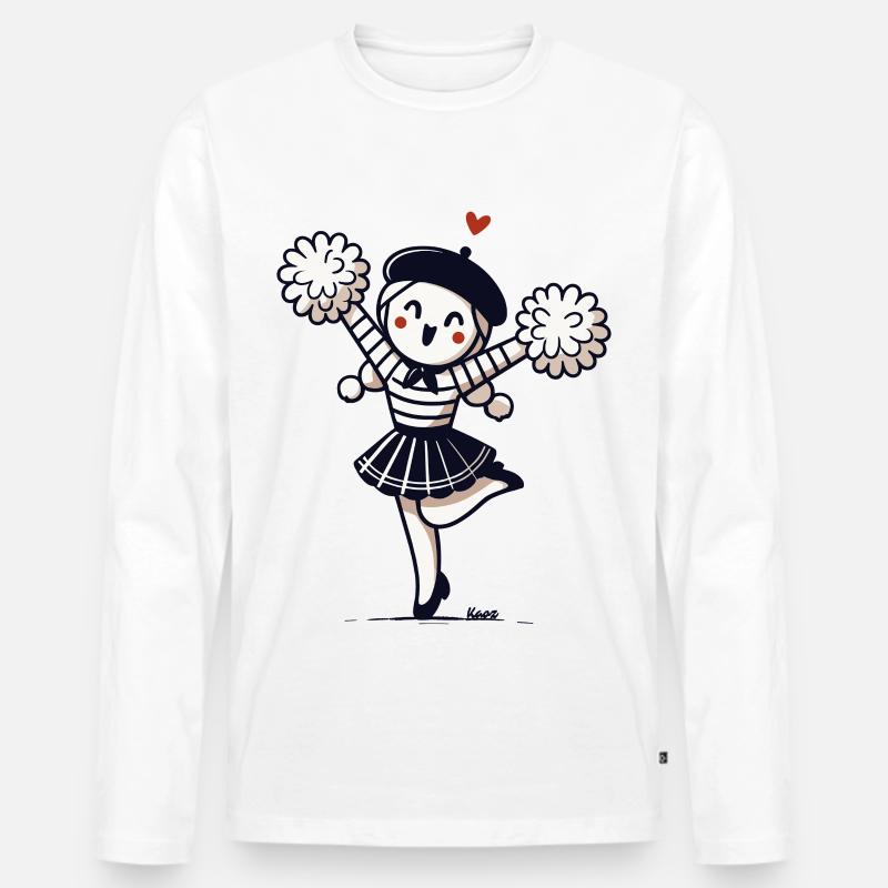 Niedliches Mädchen mit Pompons Pantomime - Männer Premium Bio Langarmshirt - Weiß