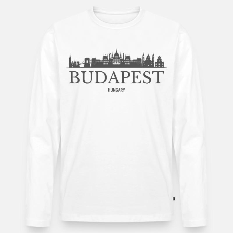 Budapest, Ungarn, Budapester Skyline - Männer Premium Bio Langarmshirt - Weiß