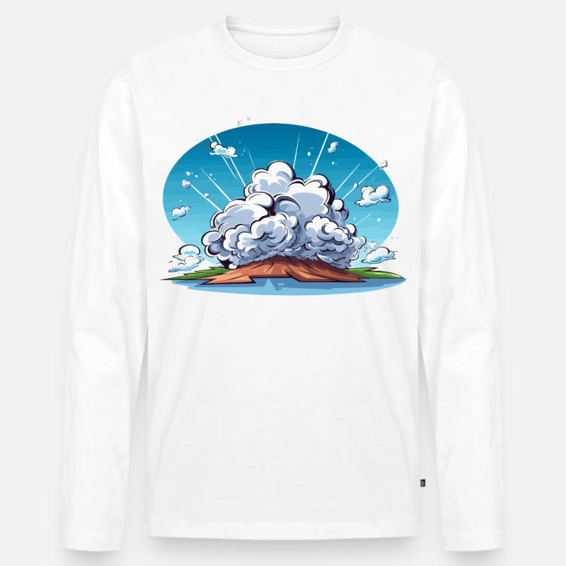 Comic Explosion im Landschaftspanorama - Männer Premium Bio Langarmshirt - Weiß