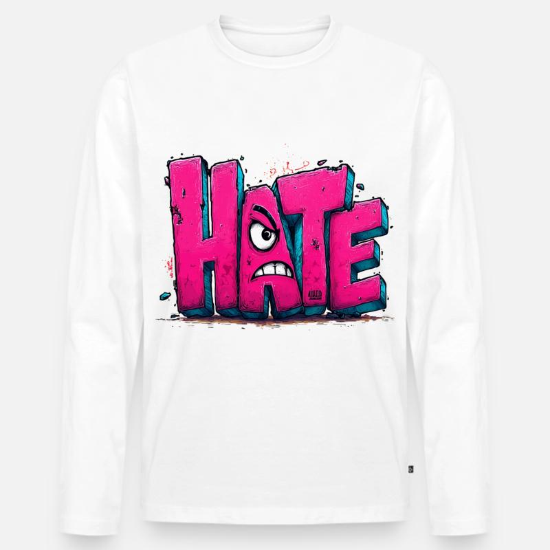 Hate Graffiti - Männer Premium Bio Langarmshirt - Weiß