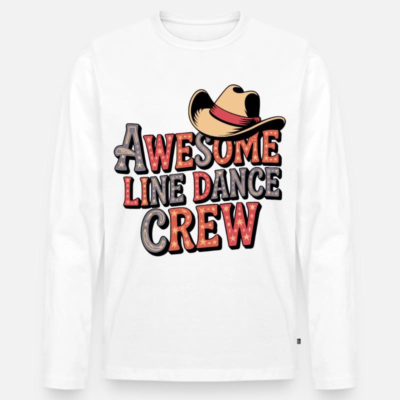 Awesome Line Dance Crew - Männer Premium Bio Langarmshirt - Weiß