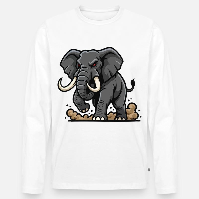 Wild Elephant Charge Maskottchen Elefanten Power - Männer Premium Bio Langarmshirt - Weiß
