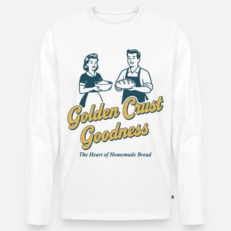 Sauerteigbrot Backen Mit Goldener Kruste - Männer Premium Bio Langarmshirt - Weiß