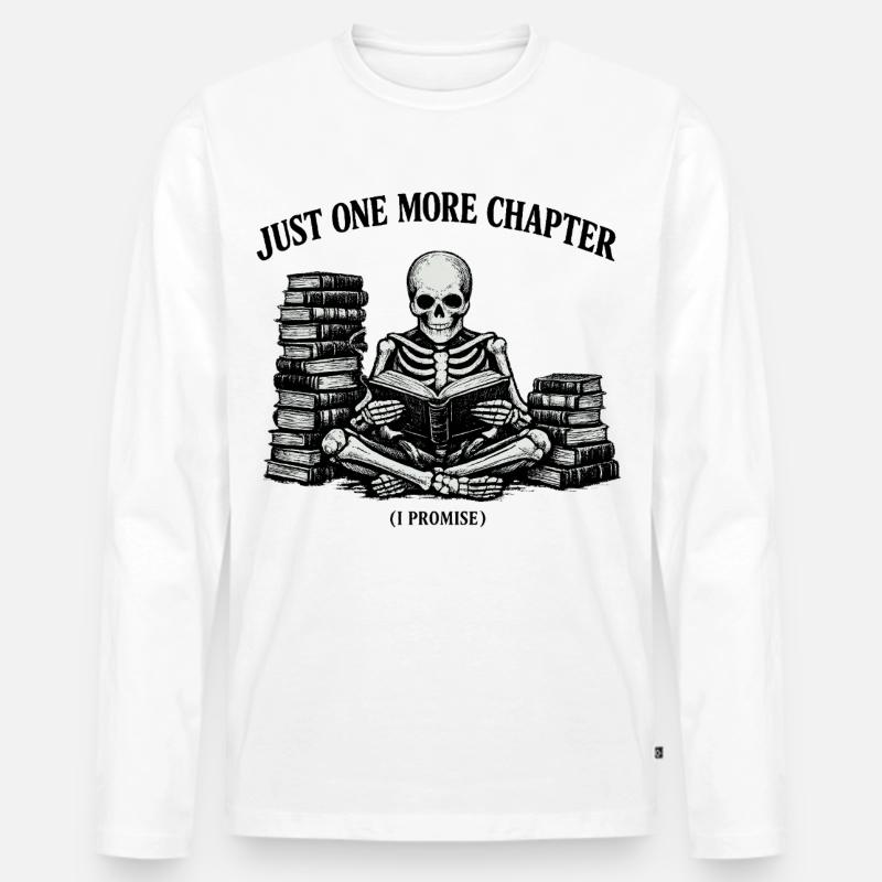 Just One More Chapter Skeleton - Männer Premium Bio Langarmshirt - Weiß