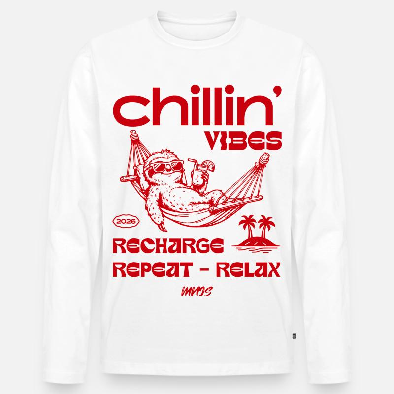 Chillin' Vibes Hammock Relax - Männer Premium Bio Langarmshirt - Weiß